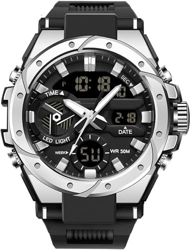 findtime Militär Uhr Herren Analog Digitaluhr mit Doppelzeit Anzeig Datum Kalender LED Stoppuhr Elektronische Taktische Outdoor Armbanduhren von findtime