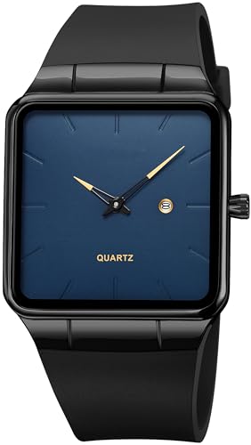 findtime Quadratische Uhren Herren Anlog Quarz Klassische Minimalistische Herrenuhr mit Datumsanzeige Schwarz von findtime