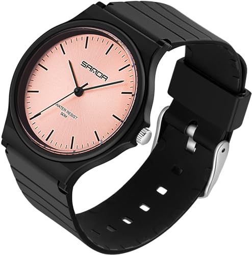 findtime Schwarz Armbanduhr Damen Einfach Ultradünn Design Damenuhr Weiches Silikonband 5ATM wasserdichte Analog Quarzuhr Watchs für Frauen Mädchen Jungen von findtime