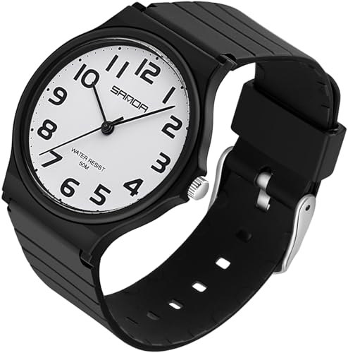 findtime Schwarz Armbanduhr Damen Einfach Ultradünn Design Damenuhr Weiches Silikonband 5ATM wasserdichte Analog Quarzuhr Watchs für Frauen Mädchen Jungen von findtime