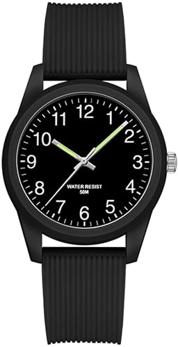 Grün Damenuhren 5ATM Wasserdicht, Einfach Minimallistic Armbanduhr für Damen Silikon Armband Analog Quarz Sportuhr für Mädchen Frauen Kids von findtime