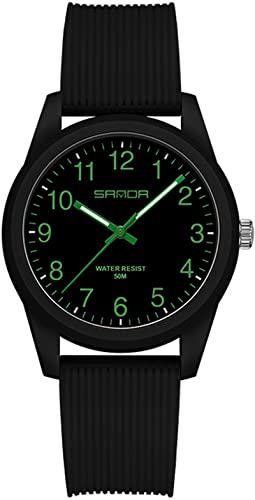 findtime Schwarz Damenuhren 5ATM Wasserdicht, Einfach Minimallistic Armbanduhr für Damen Silikon Armband Analog Quarz Sportuhr für Mädchen Frauen Kids von findtime