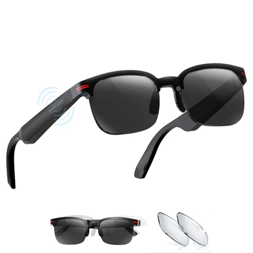 findtime Smart Glasses Polarisierte Sonnenbrille Herren Damen Smart Brille Touch Musiksteuerung Anrufe Sprachassistent Open Ear Kopfhörer Wireless Bluetooth Brille Stereo Lautsprechern von findtime