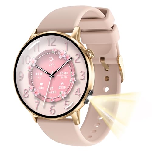 findtime Smartwatch Damen mit Telefonfunktion IP68 Wasserdicht 1.32" AMOLED Display Fitnessuhr für iOS Android Sportmodi Fitness Tracker Herzfrequenz Gesundheitsuhr Schlaf Monitor Schrittzähler von findtime