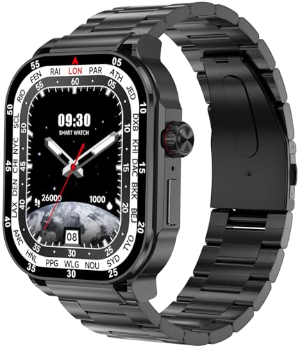 Smartwatch Herren Damen, 2.1”AMOLED Fitnessuhr mit Telefonfunktion Stress Schrittzähler Information Erinnerung Uhr für iOS Android von findtime