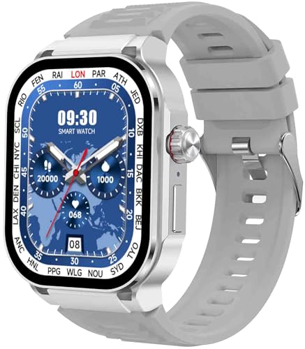 Smartwatch Herren Damen, 2.1”AMOLED Fitnessuhr mit Telefonfunktion Stress Schrittzähler Information Erinnerung Uhr für iOS Android von findtime