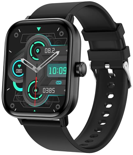 findtime Smartwatch Herren Damen mit Telefonfunktion Schlafmonitor Schrittzähler 1.83" Zoll HD Fitnessuhr für iOS Android Schwarz Silikon Armbanduhr von findtime