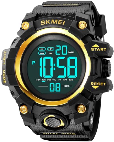 findtime Sport Digital Uhren Herren Militär Uhr Großes Display 5ATM wasserdichte Herrenuhr mit Stoppuhr Wecker Coutdown LED Armbanduhr Herren 12/24H Outdoor Uhren für Männer von findtime