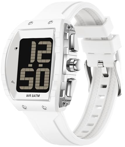 findtime Sprechende Uhr mit Großen Digital Zahlen für Sehbehinderte Blinde Menschen, Senioren Weiß Armbanduhr Leicht zu Lesen von findtime