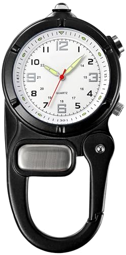 findtime Taschenuhr mit Karabiner Klettern Schwesternuhr Pulsuhr Taschenuhren für Herren Damen Rettungsdienst Zubehör Analog Quarzuhr LED Taschenlampe Uhr Klettern Camping Sport Outdoor von findtime