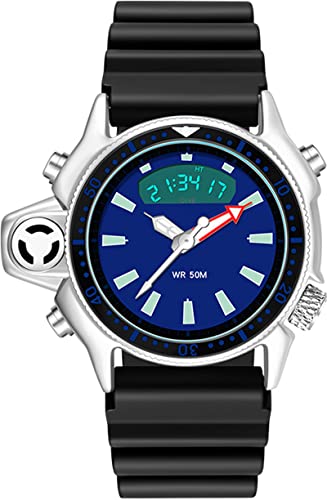 findtime Uhren Herren 5ATM Wasserdicht Sport Analog Digitaluhr Männer Jungen LED Armbanduhr Modisch Outdoor Herrenuhr Schwarz Blau von findtime