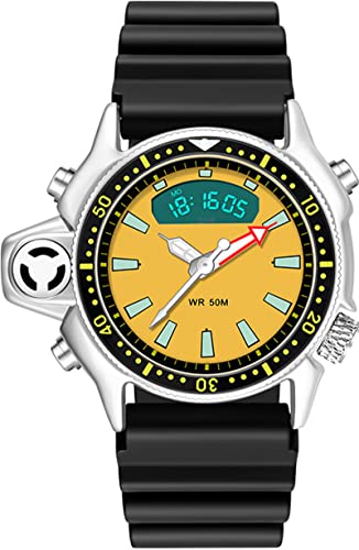 findtime Uhren Herren 5ATM Wasserdicht Sport Analog Digitaluhr Männer Jungen LED Armbanduhr Modisch Outdoor Herrenuhr Schwarz Gelb von findtime