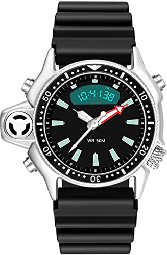 findtime Uhren Herren 5ATM Wasserdicht Sport Analog Digitaluhr Männer Jungen LED Armbanduhr Modisch Outdoor Herrenuhr Schwarz von findtime