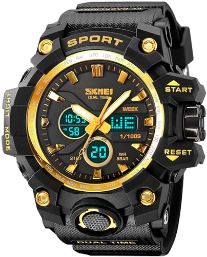 findtime Uhren Herren Analog und Digital Armbanduhr Herren mit Datum Wecker LED 12/24H Digitaluhr für Herren Jungen Militärische Sportuhr Männer Stoppuhr 50m Wasserdicht von findtime