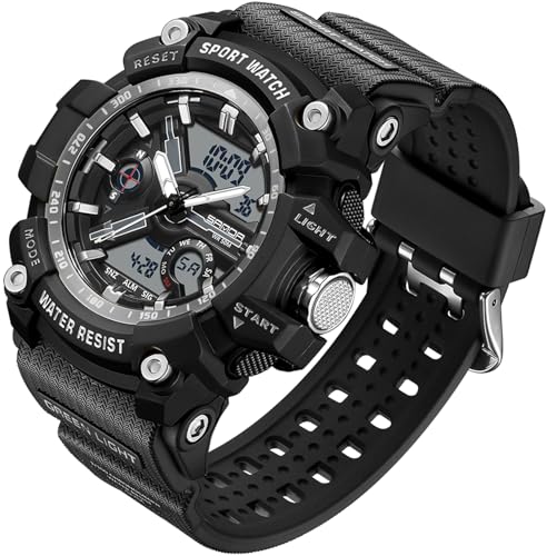 findtime Uhren Herren Armbanduhr Digitale Sportuhr Wasserdicht Cool Sport Outdoor Military Herrenuhr mit großem Zifferblatt Schwarz von findtime