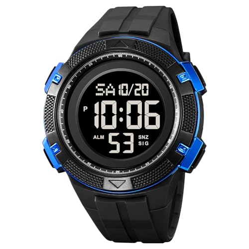 findtime Uhren Herren Armbanduhr Herrenuhr Digital Uhr Watches for Men Sportuhren für Herren Outdoor Digitaluhr mit Weichem Gummiarmband und LED-Leuchtdisplay von findtime