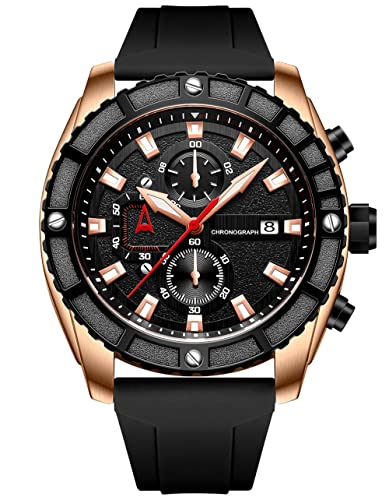 findtime Uhren Herren Chronographen Armbanduhr Herrenuhren Schwarz Blau Business Klassische Männer Wasserdicht Edelstahl Analog Datum Stoppuhr Kalender Quarz Große Uhr für Jungen von findtime