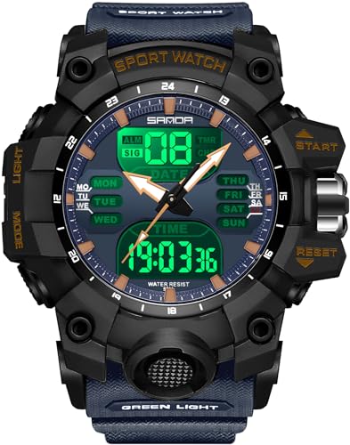 findtime Uhren Herren Digital Herrenuhren Transparent Blau Schwarz Armbanduhr für Männer Jungen Einzigartiges Taktisches Militärisches Design mit LED Timer Silikonarmband von findtime