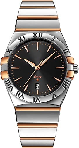 findtime Uhren Herren Edelstahl Armband Analog Quarz Uhr Silber Herrenuhren Elegant Lusxus Armbanduhr für Männer mit Datum von findtime