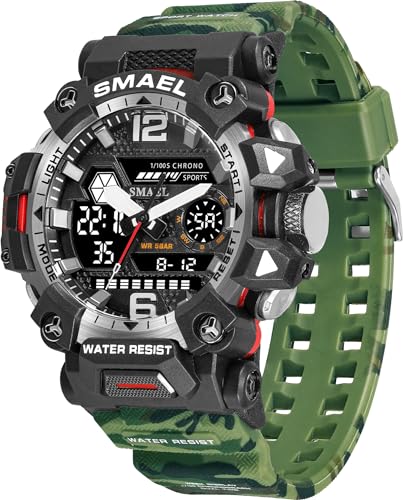 findtime Uhren Herren Militär Digitaluhr für Herren Camouflage Armbanduhr Männer Sportlich 5ATM Wasserdicht Outdoor Taktische Uhr 12/24H LED Stoppuhr Stoßfest Alarm Datum von findtime