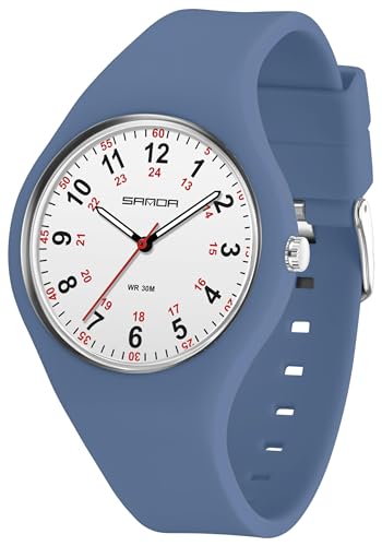 findtime Uhren für Damen, analog, Sportuhr, wasserdicht, Silikon, Quarzuhr, lässig, einfach, Krankenschwester, leicht zu lesen, arabische Ziffern, Mädchen und Damen, blau, Armband von findtime