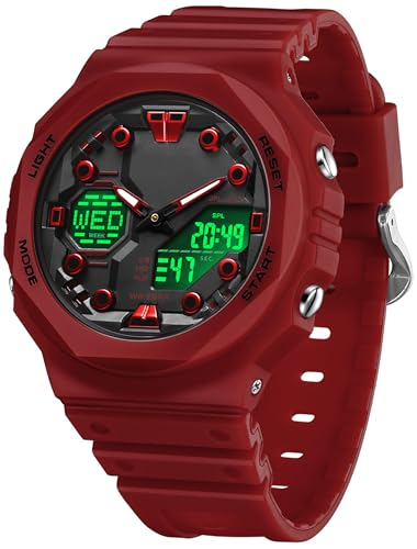 findtime Uhren für Herren Damen Teenager Studenten, Bunte Sport Analog Digital Armbanduhr Wasserdicht mit Weltzeit Alarm Countdown Stoppuhr Robuste Outdoor von findtime