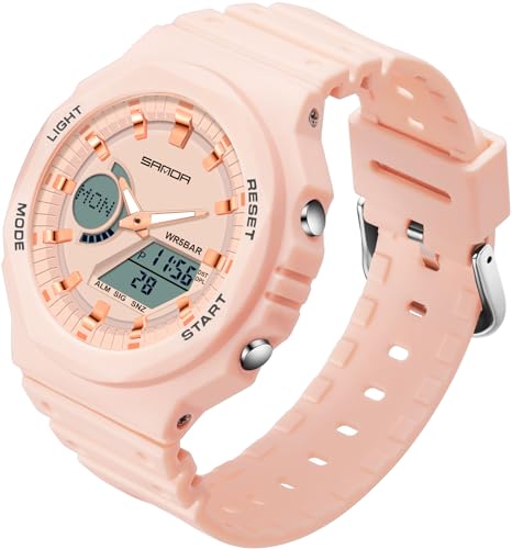 findtime Unisex Digitale Armbanduhr Damen Herren Rosa Digitaluhr für Jungen Mädchen Männer mit Wecker Stoppuhr 5 ATM Wasserdicht von findtime
