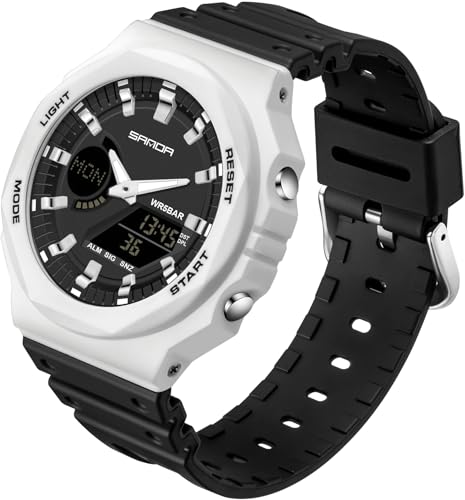 findtime Unisex Digitale Armbanduhr Damen Herren Weiß Digitaluhr für Jungen Mädchen Männer mit Wecker Stoppuhr 5 ATM Wasserdicht von findtime