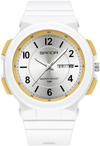 findtime Weiß Damen Uhren Analog Quarz Armbanduhr mit Datum Tag Anzeig Minimalistisch Damenuhr Wasserdicht für Frauen Student Mädchen Junge von findtime