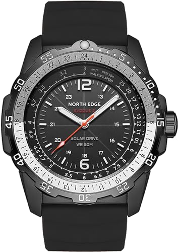 findtimeSolaruhr Herren 5ATM Waterproof Outdoor Uhr für Swimmen Wandern Sport Herrenuhr Militär Taktisches Design Schwarz von findtime