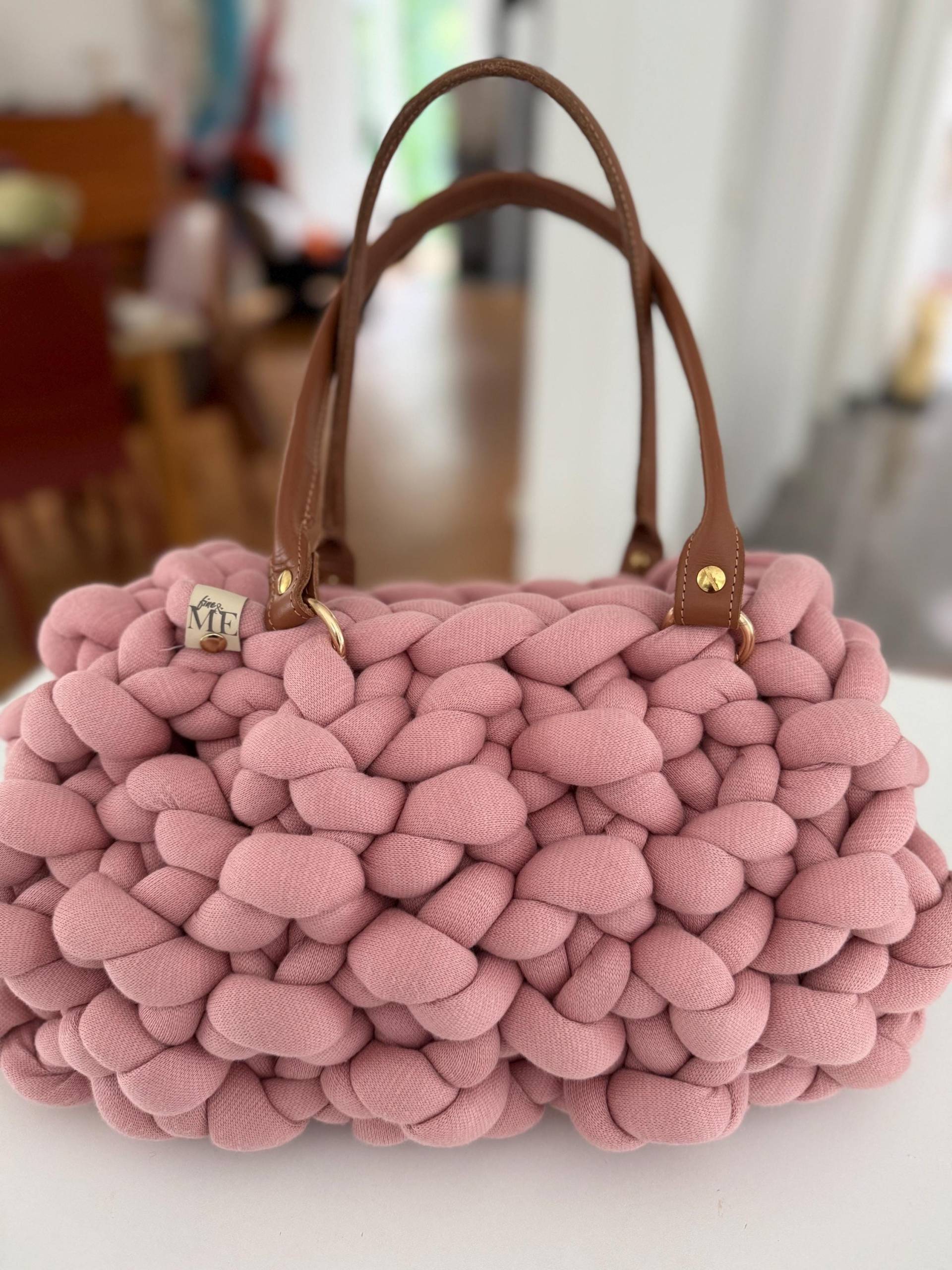 Clutch Aus Grobstrickgarn, Henkeltasche Chunky Garn, Handtasche Dickem Rosa, Alt-Rosa von fineandme