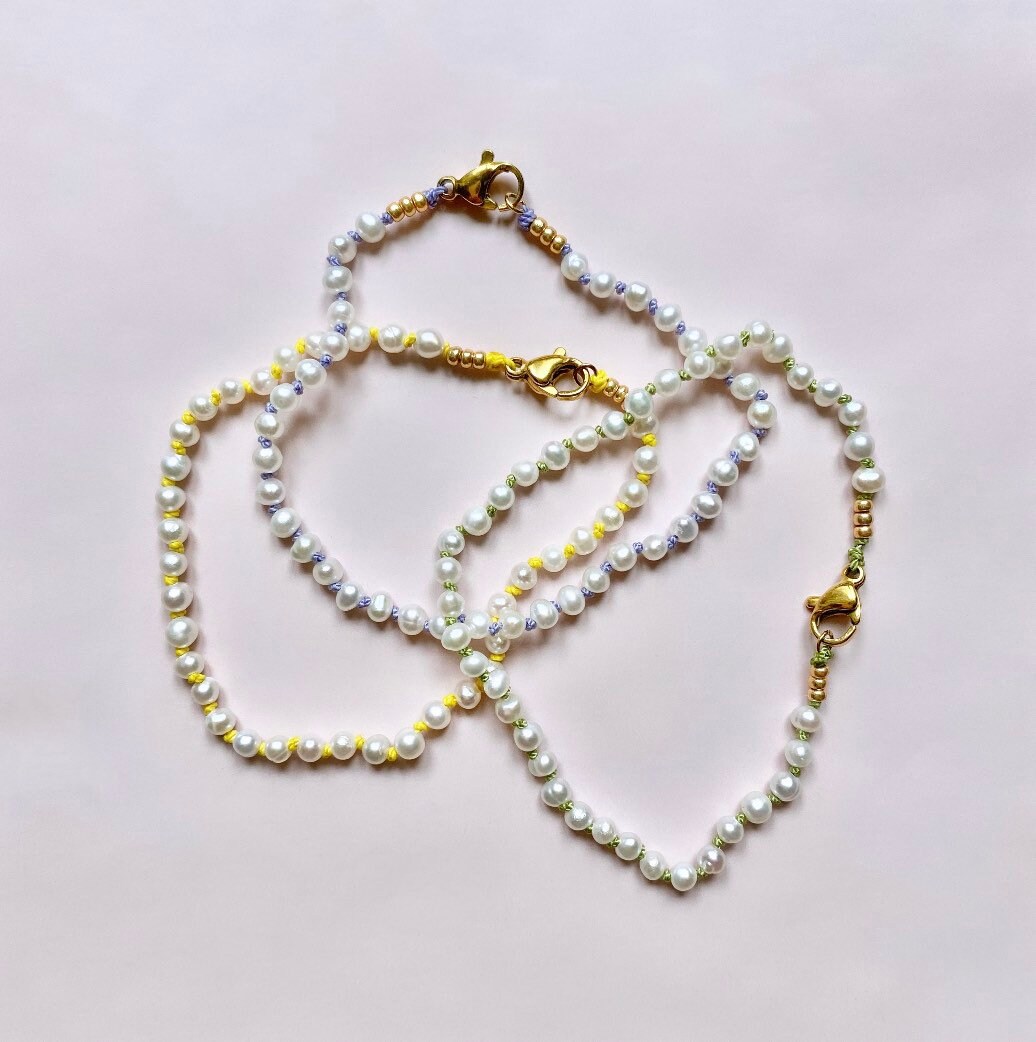 Armband | Süßwasserperlen Geknüpft Edelstahl Vergoldet Armband | Süßwasserperlen Geknüpft Edelstahl Vergoldet von finehappychains