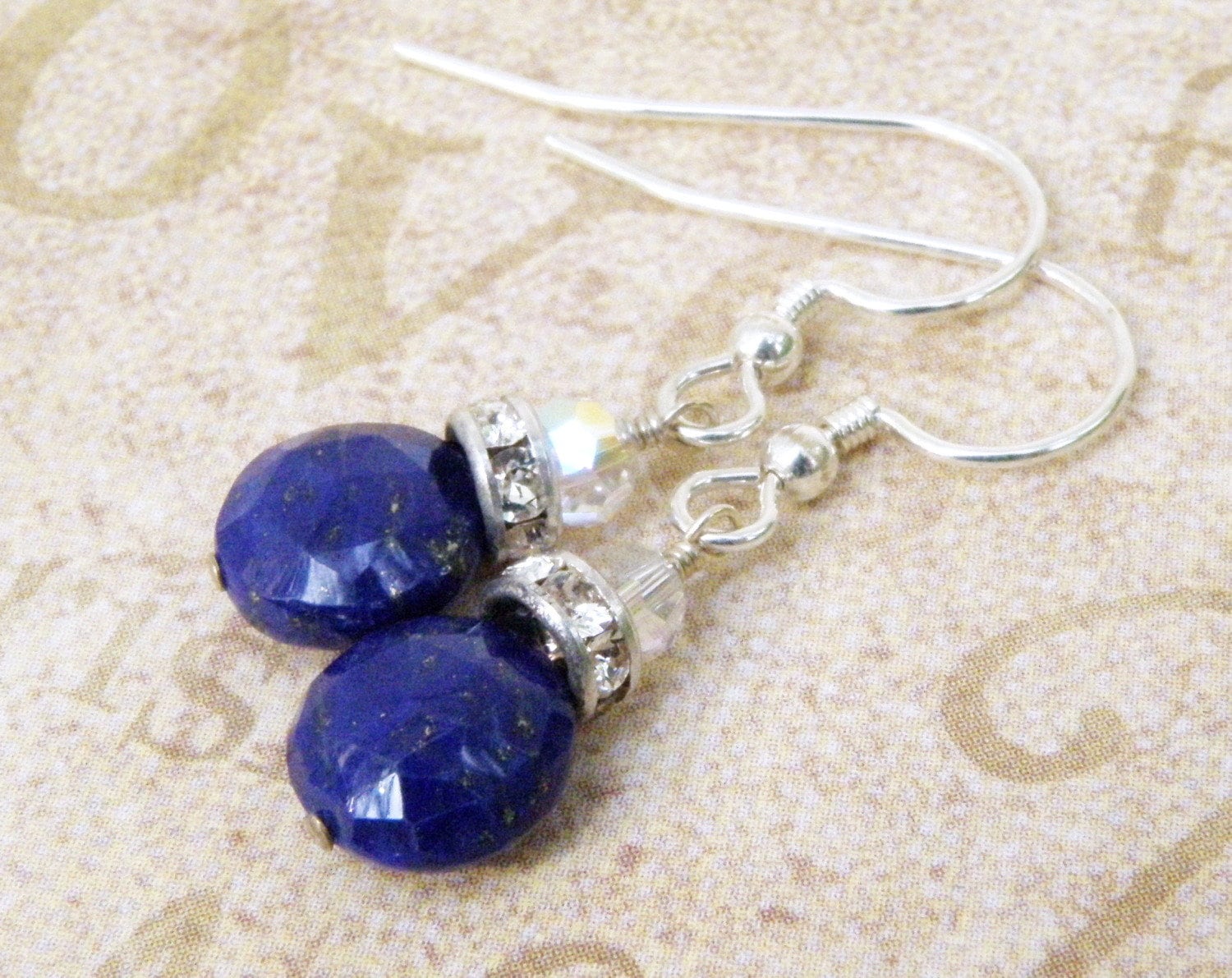 Lapis Lazuli Münze Ohrringe, Sterling Silber, Natürliche Stein Tropfen September Geburtstagsgeschenk Schmuck, Blau Teen Ohrringe von fineheart