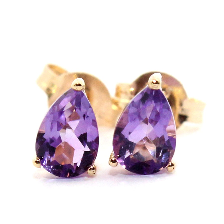 Echte Natur Amethyst 1Ct Birne 9K Massiv Gelbgold Ohrstecker Echte Natur Amethyst 1Ct Birne 9K Massiv Gelbgold Ohrstecker von finejewelleryshop