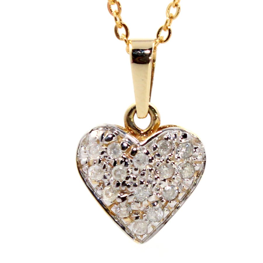 Echtes Naturdiamant Herz 9K Gelbgold Anhänger + Goldkette Echtes Naturdiamant Herz 9K Gelbgold Anhänger + Goldkette von finejewelleryshop