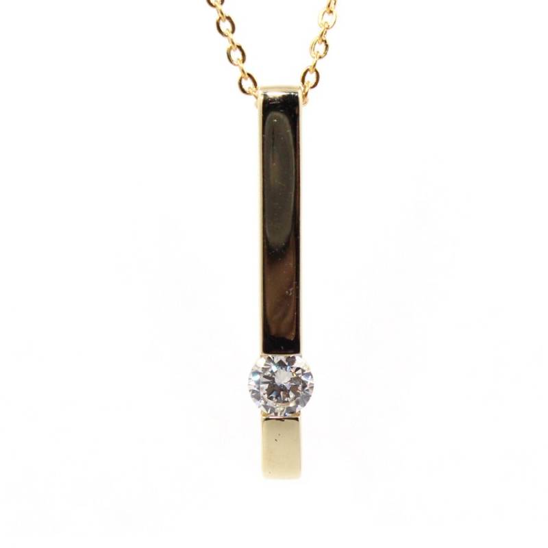 Massive 9K Gelbgold Zirkonia 0, 30Ct Anhänger Halskette + Kette Massive 9K Gelbgold Zirkonia 0, 30Ct Anhänger Halskette + Kette von finejewelleryshop