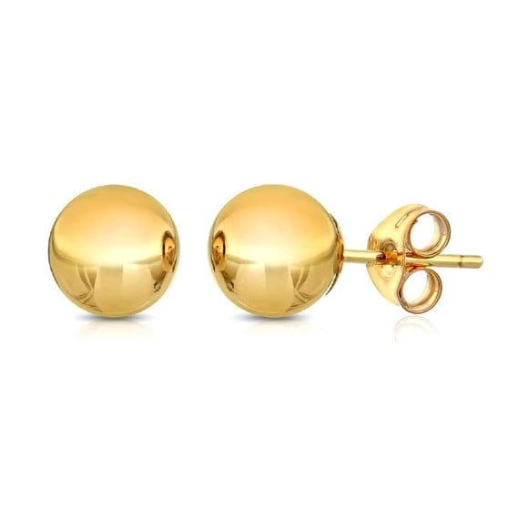 14K Massiv Gelbgold Kugel Ohrringe 8mm Mit Echtem Gold Druckverschluss 14K Massiv Gelbgold Kugel Ohrringe 8mm Mit Echtem Gold Druckverschluss von finestuds