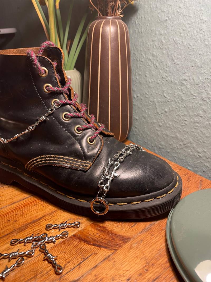 Edelstahlkette Maschendraht Für Schuhe Schuhaccessoire Kette Stiefel Punk von firrlepunkzzz