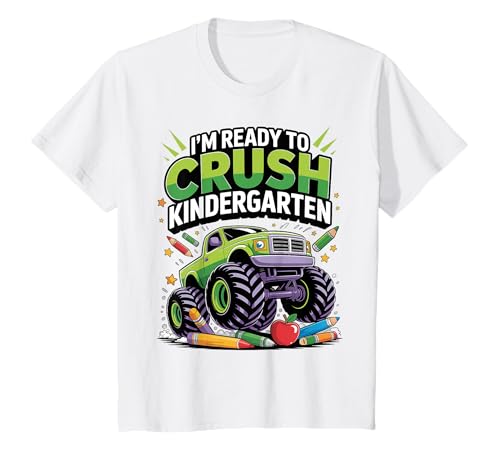 Kinder First Day I'm Ready to Crush Kindergarten für Jungen T-Shirt von first day of kindergarten Monster Truck boys