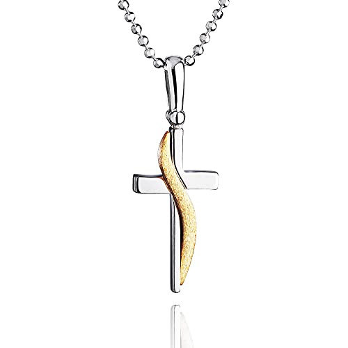 fish Kreuzkette Aus Sterling Silber Mit Vergoldetem Anhänger Für Jungen Und Mädchen von fish