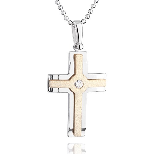 fish Stilvolle Halskette Mit Kreuzanhänger Aus Sterling Silber Und Vergoldetem Detail fish Stilvolle Halskette Mit Kreuzanhänger Aus Sterling Silber Und Vergoldetem Detail von fish