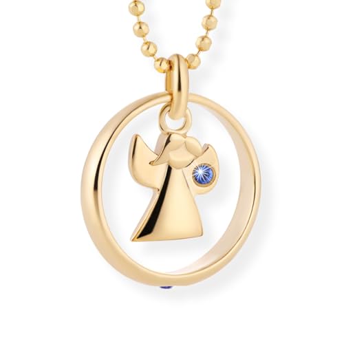 fish Vergoldete Halskette Mit Engelanhänger Und Blauem Kristall Für Kinder von fish