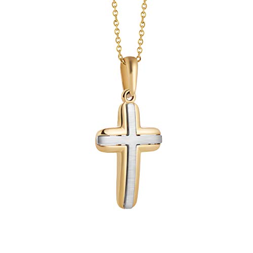 fish Mädchen Jungen Halskette Gold 333 Echtgold Kreuz-Anhänger aus 333er Längen-verstellbar Kinder Geschenk Schmuck von fish