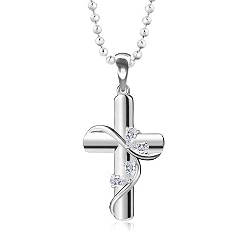 fish Kinderkette Mädchen Jungen Hals-Kette Sterling-Silber 925 Kreuz-Anhänger mit Zirkonia längen-verstellbar Geschenkverpackung Geschenkidee Mädchen Junge von fish