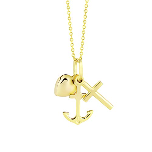 fish Goldkette Mit Anker Herz Und Kreuz Anhänger Verstellbare Länge Geschenkbox von fish