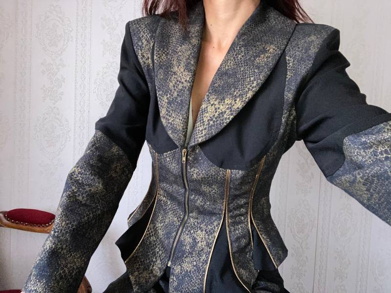 Vintage Schlangen Print Schlaghose Baumwollmischung Hose von fishinthesyrup