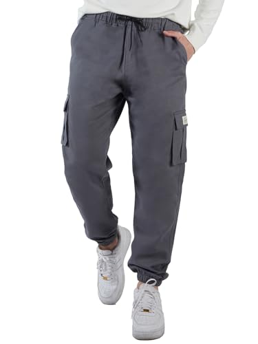 fit space Cargo Pants Männer Chino Cargohose mit 6 Taschen Hosen Herren Casual Jogginghose Grau 2XL von fit space