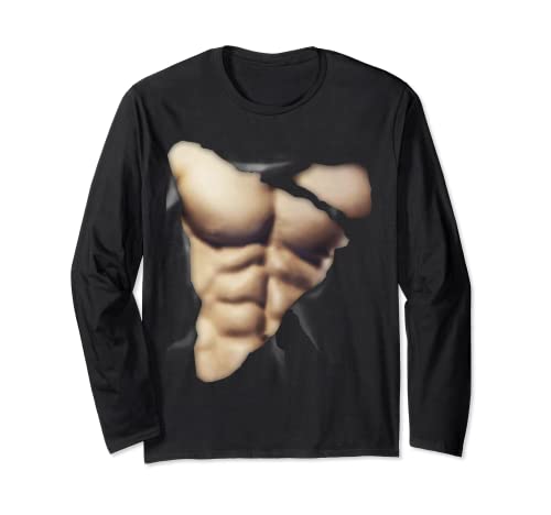 muskeln six pack sport nackt brust man humor ironie LOL Langarmshirt von fit & foxxy