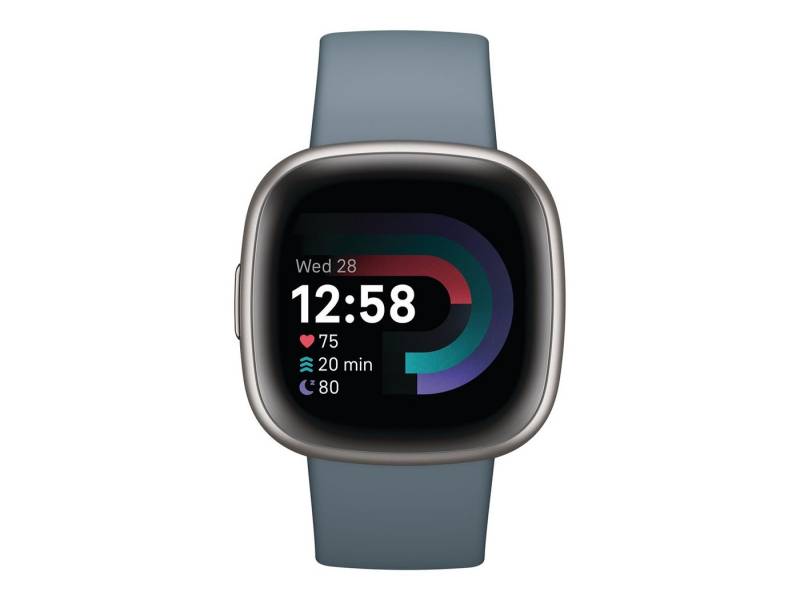 fitbit Sportuhr Fitbit Versa 4 Wasserfallblau, Telefonsuchfunktion, Überwachung der Herzfrequenzvariabilität (HRV) von fitbit