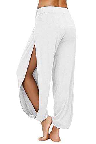 fitglam Damen Haremshose Strand Coverup Hose Schlitz Yoga Hose Badeanzug Badeanzug Schwimmen Cover Ups, 05 Weiß, XX-Large von fitglam